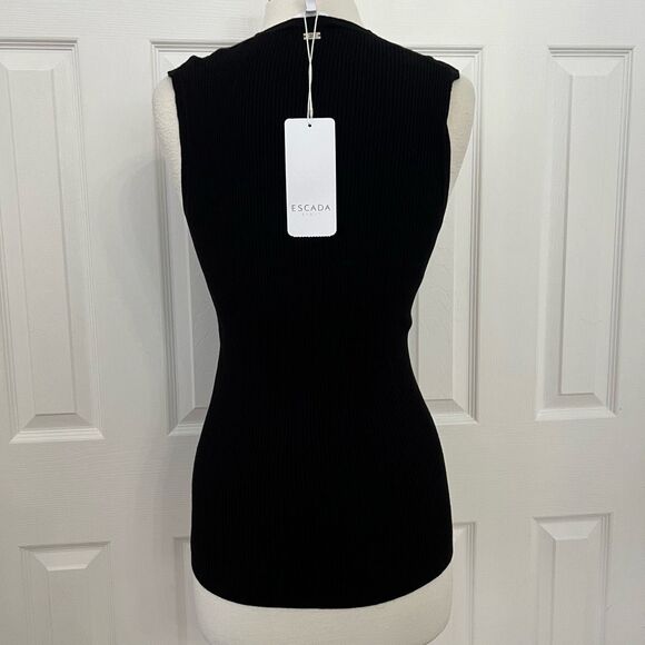 Escada Womens Black Scoop Neck Sleeveless Knit Tank Top Size XL NWT - Picture 3 of 8